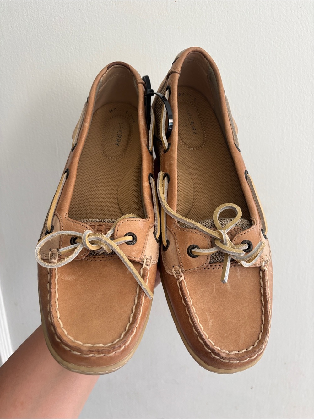 Perry Ellis Women's Tan Leather Moccasin Boat Shoes